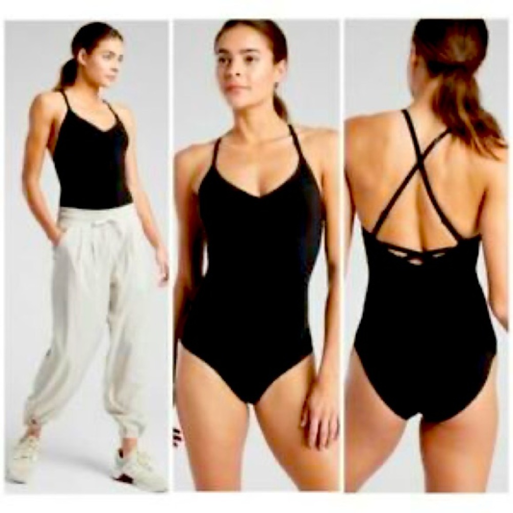Black Athleta Avant Bodysuit
